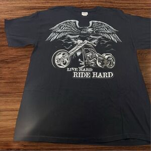 National Heritage Men's XL Black Vintage Motorcycle Graphic T-Shirt Short Sleeve